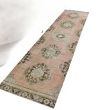 3x12 Vintage Blush Pink Classic Persian Runner Rug, 90x358Cm