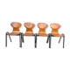 Lot de 4 chaises Fourmi Eromes 60s vintage