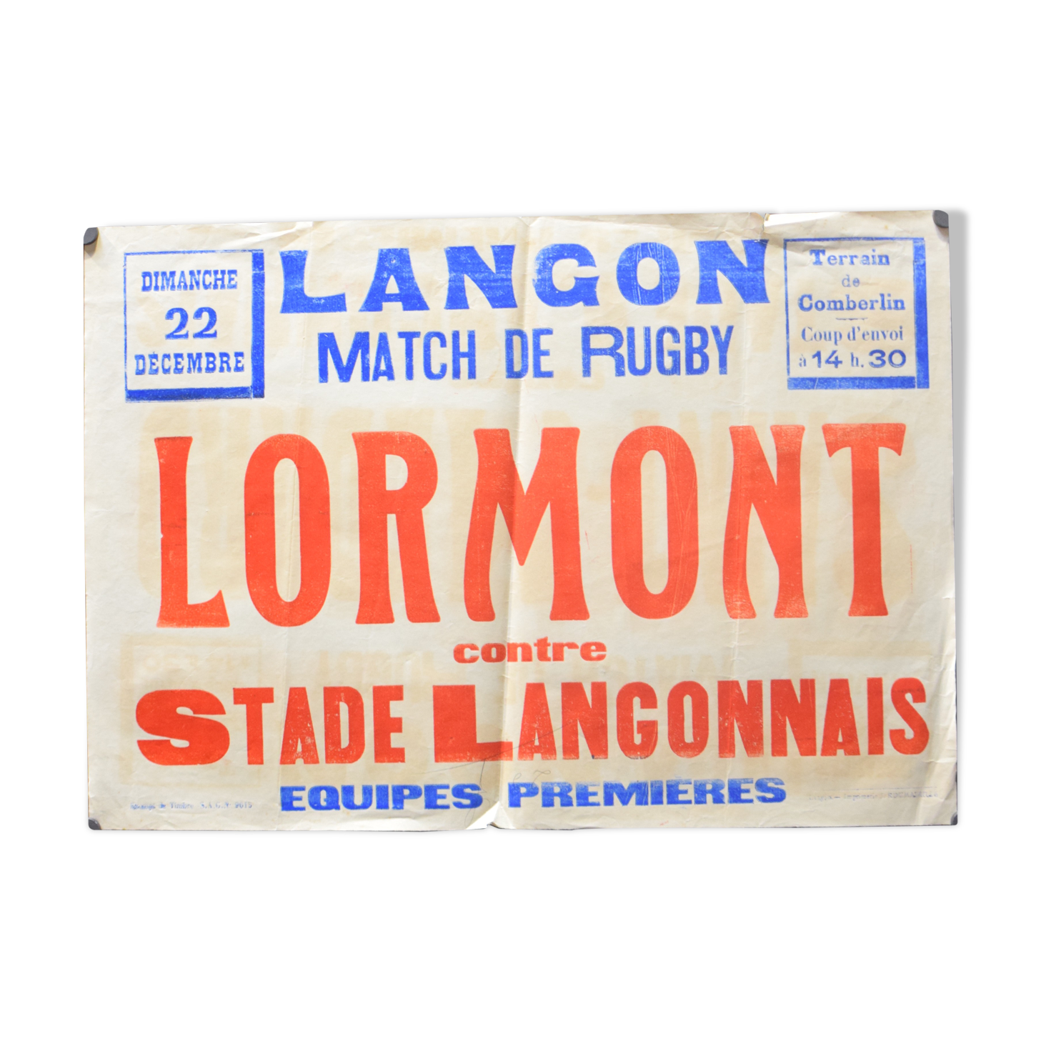 "Rugby Match" poster - City of Langon - 1930s