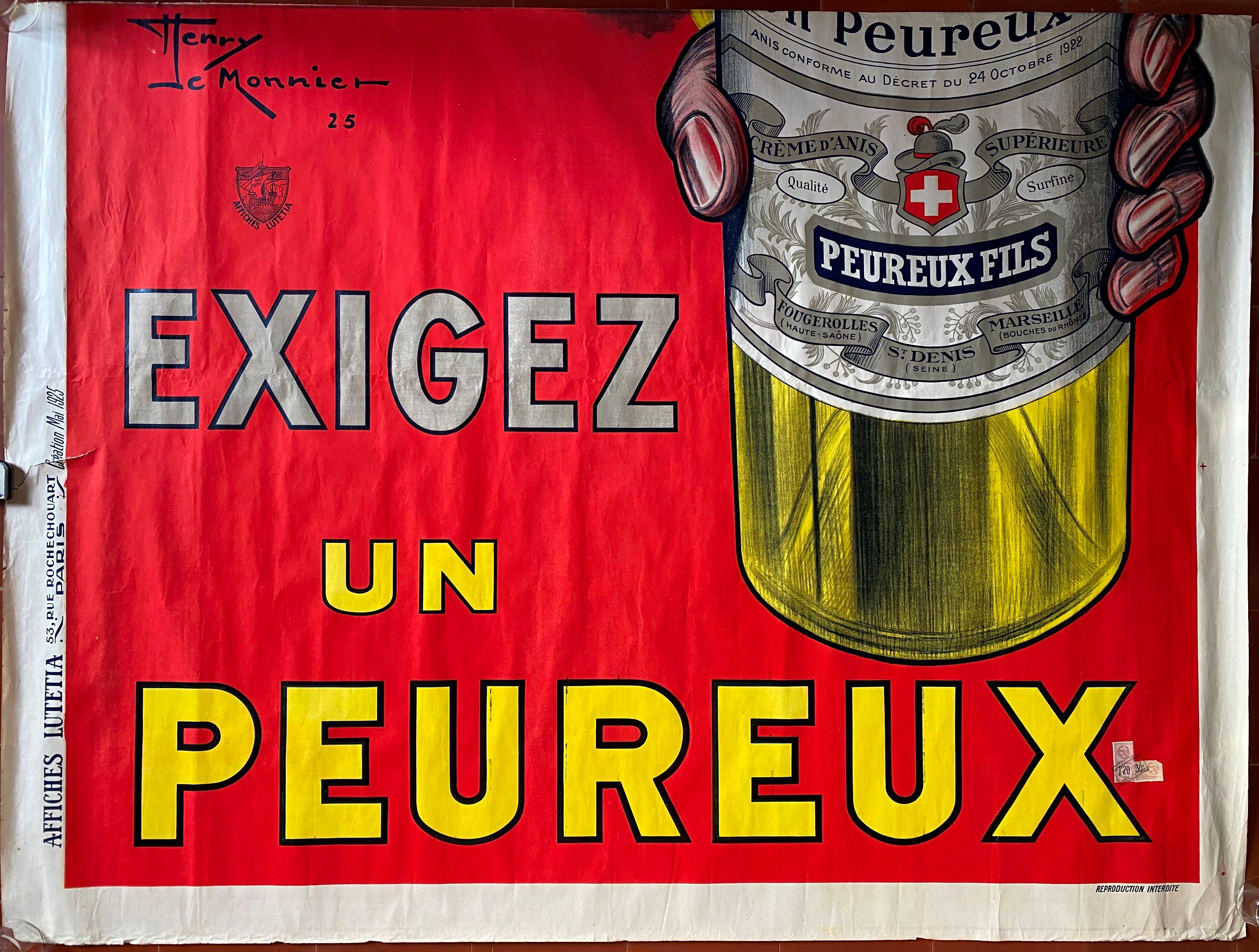 Original poster "Requiring a Fearful" Aperitif, Bistrot 160x240cm 1925