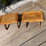 Set of 2 stools carved oak very sturdy top quality