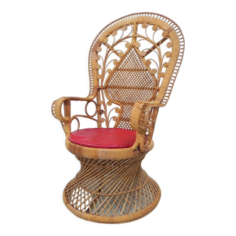 Chaise Emmanuelle, trône de paon en bambou