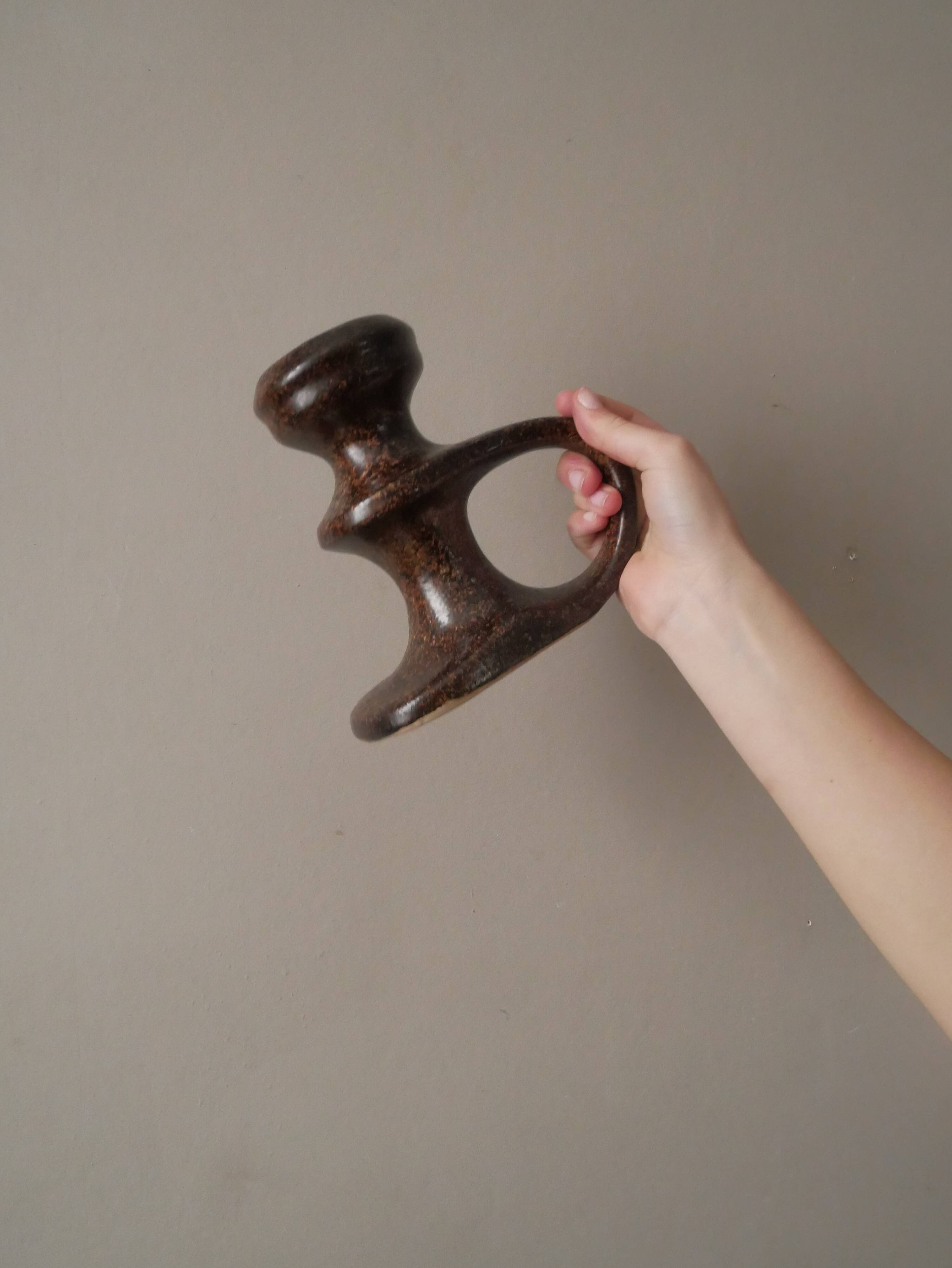 Vintage ceramic hand candle holder handmade pottery Scandinavian country spirit japandi