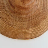 Asian braided wicker hat 70s