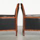 Set of 2 Art Deco design armchairs in black cowhide leather