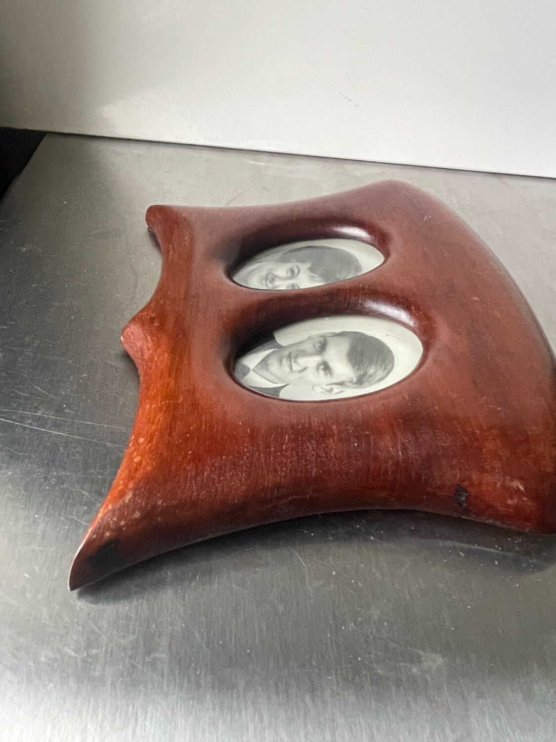 Antique  art nouveau mahogany double frame wood