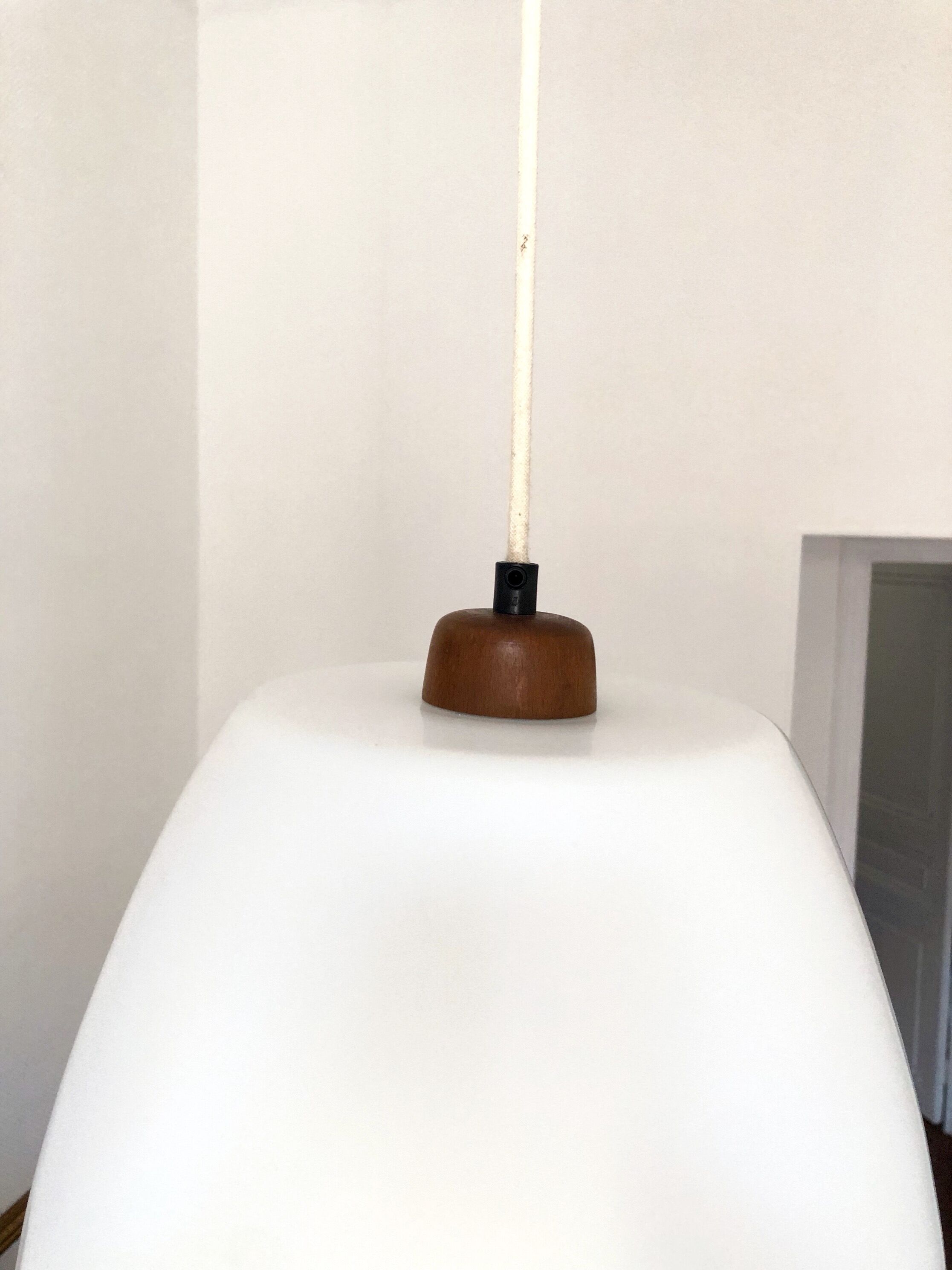 Scandinavian suspension vintage 1960 teak and opaline