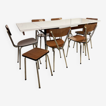 Tublac formica table and chairs set 1970