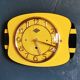 Vintage formica clock rectangular silent wall clock "Lora yellow black"