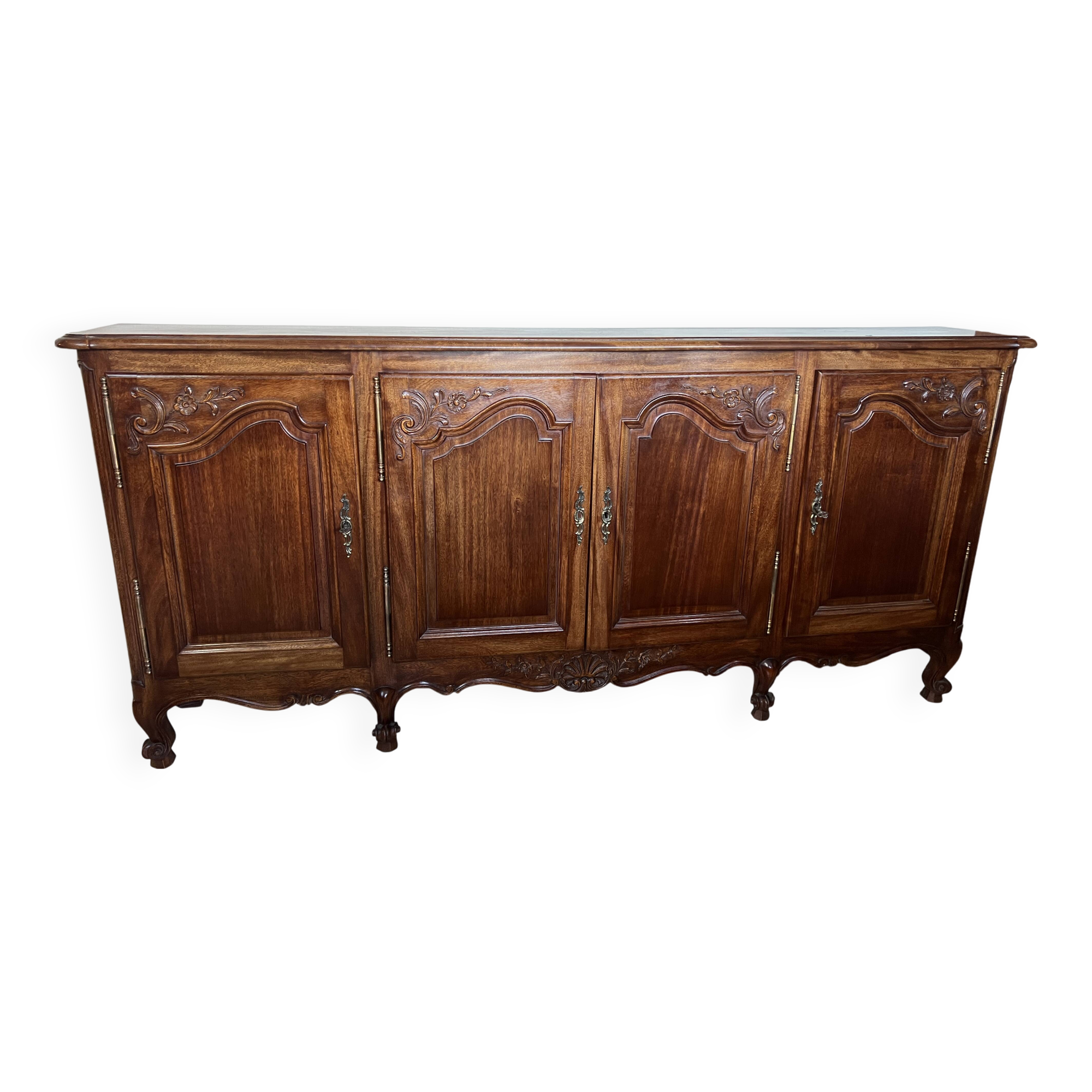 Louis XV Style Sideboard in Mahogany with Four Doors
