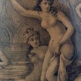 Painting drawing "Nymphs bathing" Frédéric VILLOT (1809-1875) friend Delacroix