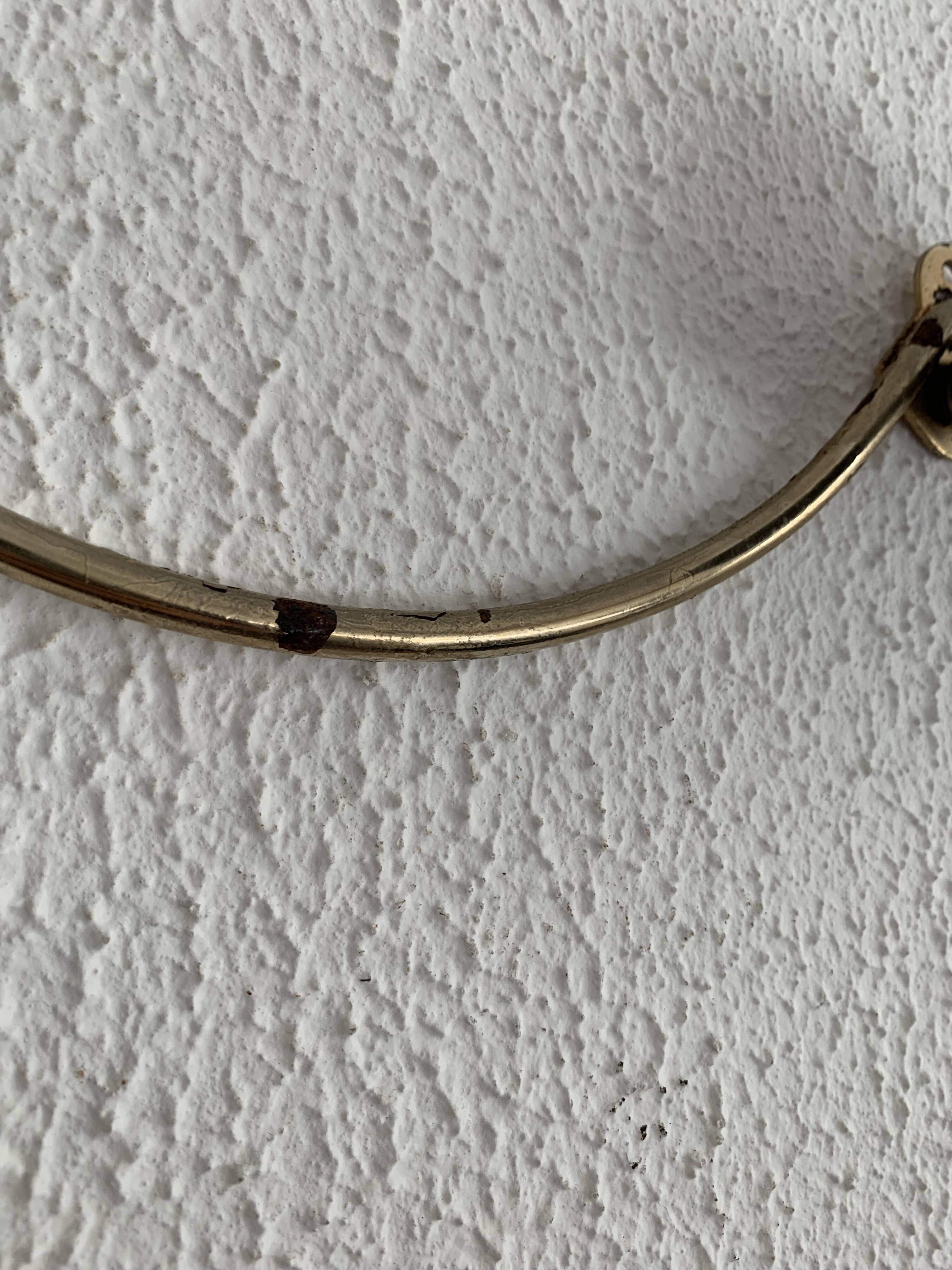 Vintage 1960s gold coat rack with 3 hooks - 45 x 7 cm