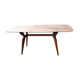 Italian dining table with sculptural beech base and pink marble, 1950s