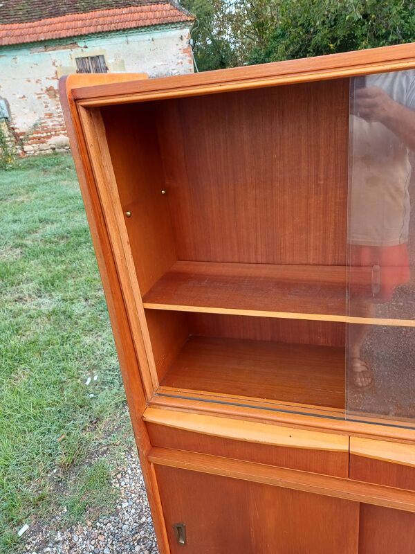 Meubles vitrine des années 50 bois et vitres