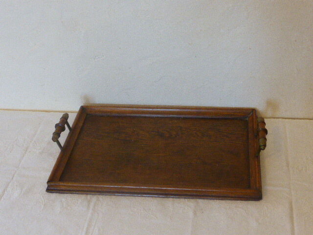 Charming Bistro tray, wooden and brass handle, circa 1940, ART DECO