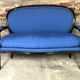 Louis XVI style bench in black wood and blue fabric
