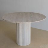 Omega circular dining table in natural travertine