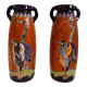 Pair of Art Deco Amphora Vases – Bohemia 1920s – Birds – 38 cm
