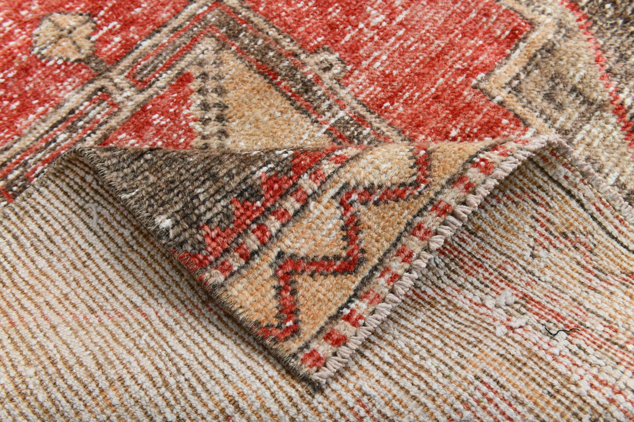 3x10 Red Brown Tribal Pattern Vintage Runner Rug, 78x305Cm