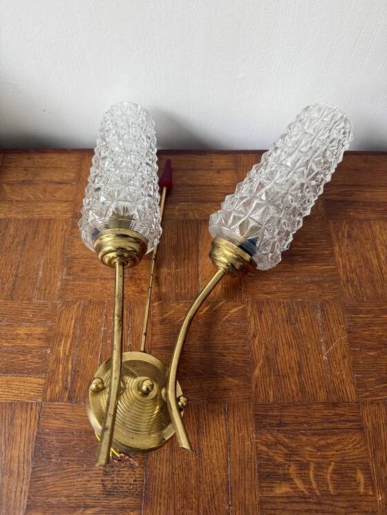 1960s Tulip wall sconce in brass and glass