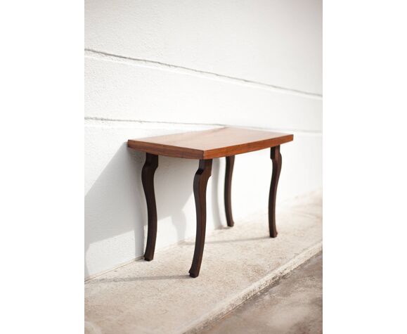 Vintage Table Wood Curved Legs, Curved Leg Side Table