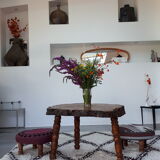 Massive elm coffee table brutalist art 1960s