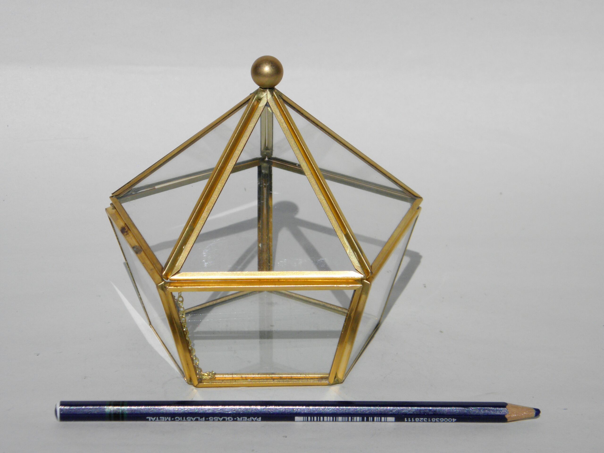 Glass and brass jewelry box