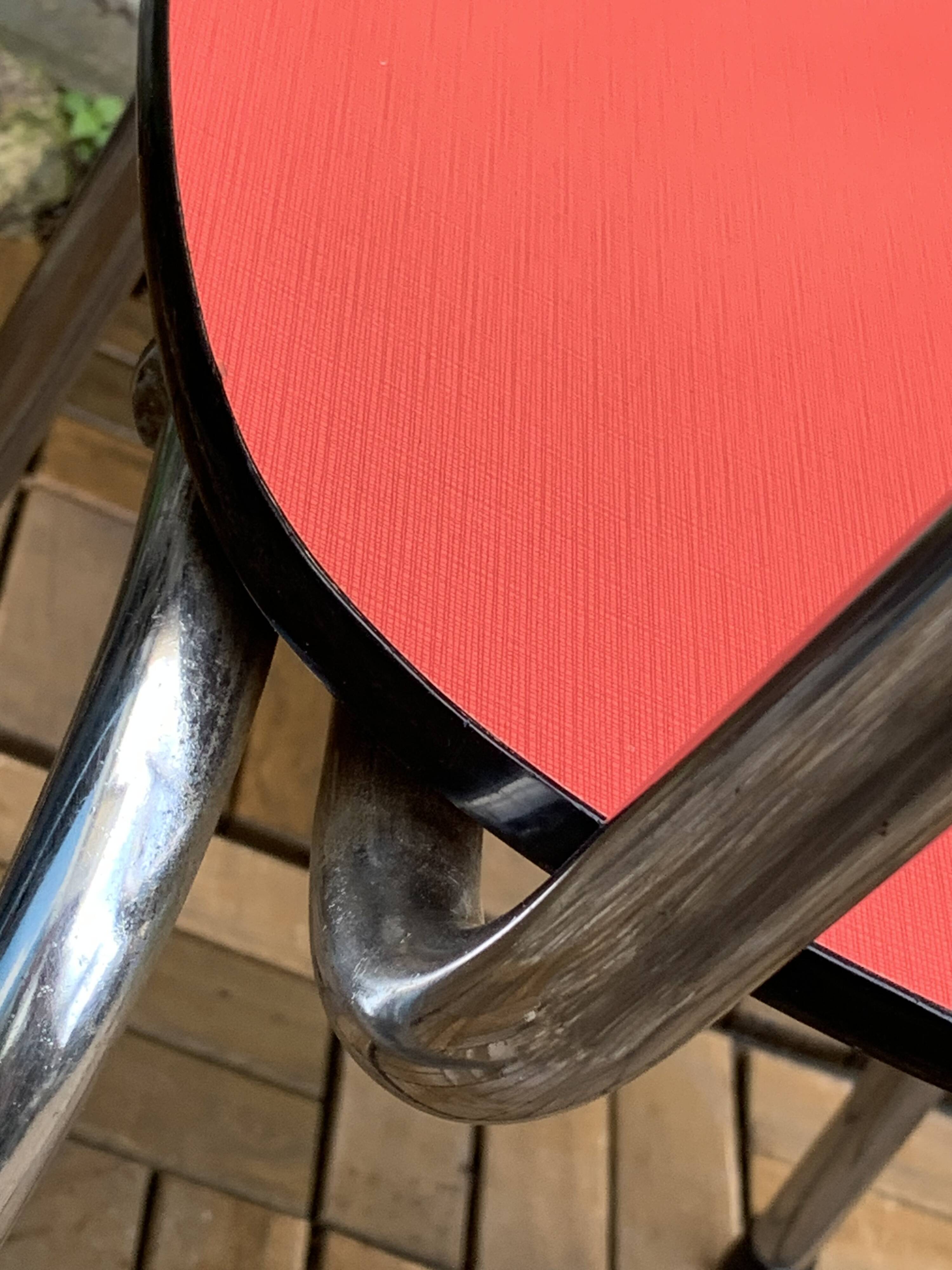 Pair of red Formica chairs Roc 1960