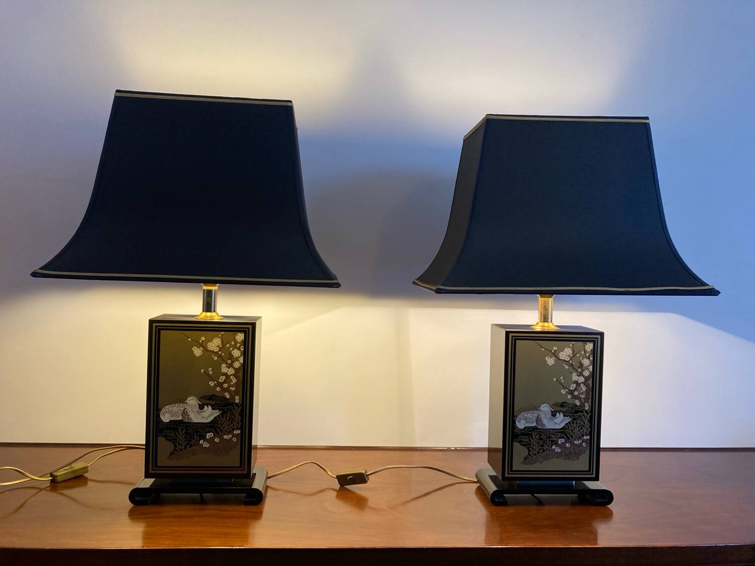 Pair of Le Dauphin pagoda lamps