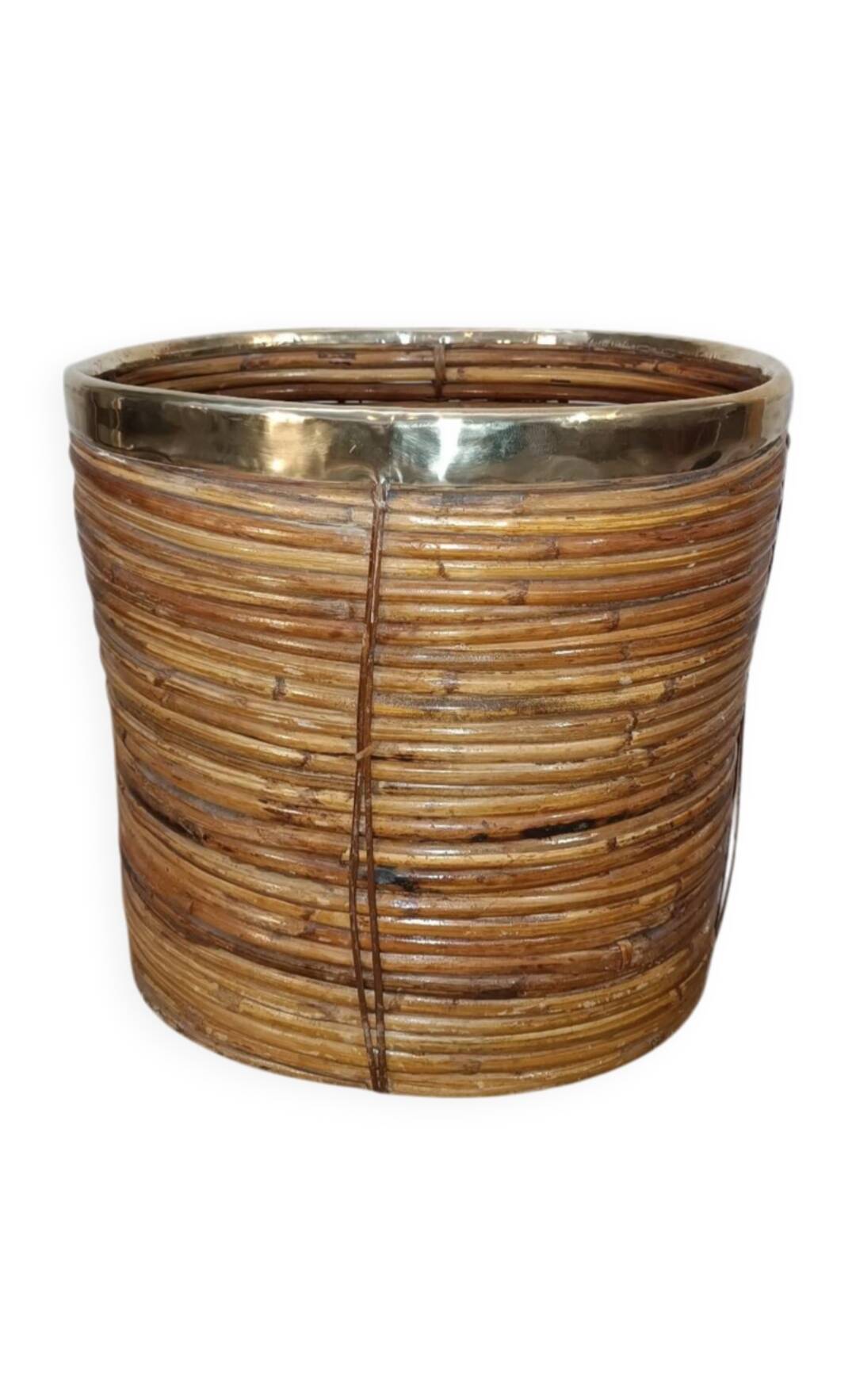 Bamboo and brass plant holder, 1970s