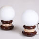 Pair of midcentury table lamps, ceramics, opal glass, functional, czechia, 1950s