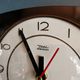 Vintage formica clock silent trapeze wall pendulum "Diehl black white"