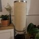 Lampe de sol 70's en céramique et abat jour tissus bouclette