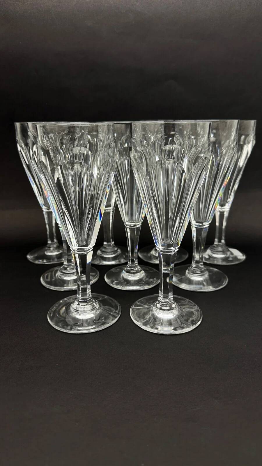Baccarat, set of 9 champagne flutes model Duchesse de Dino