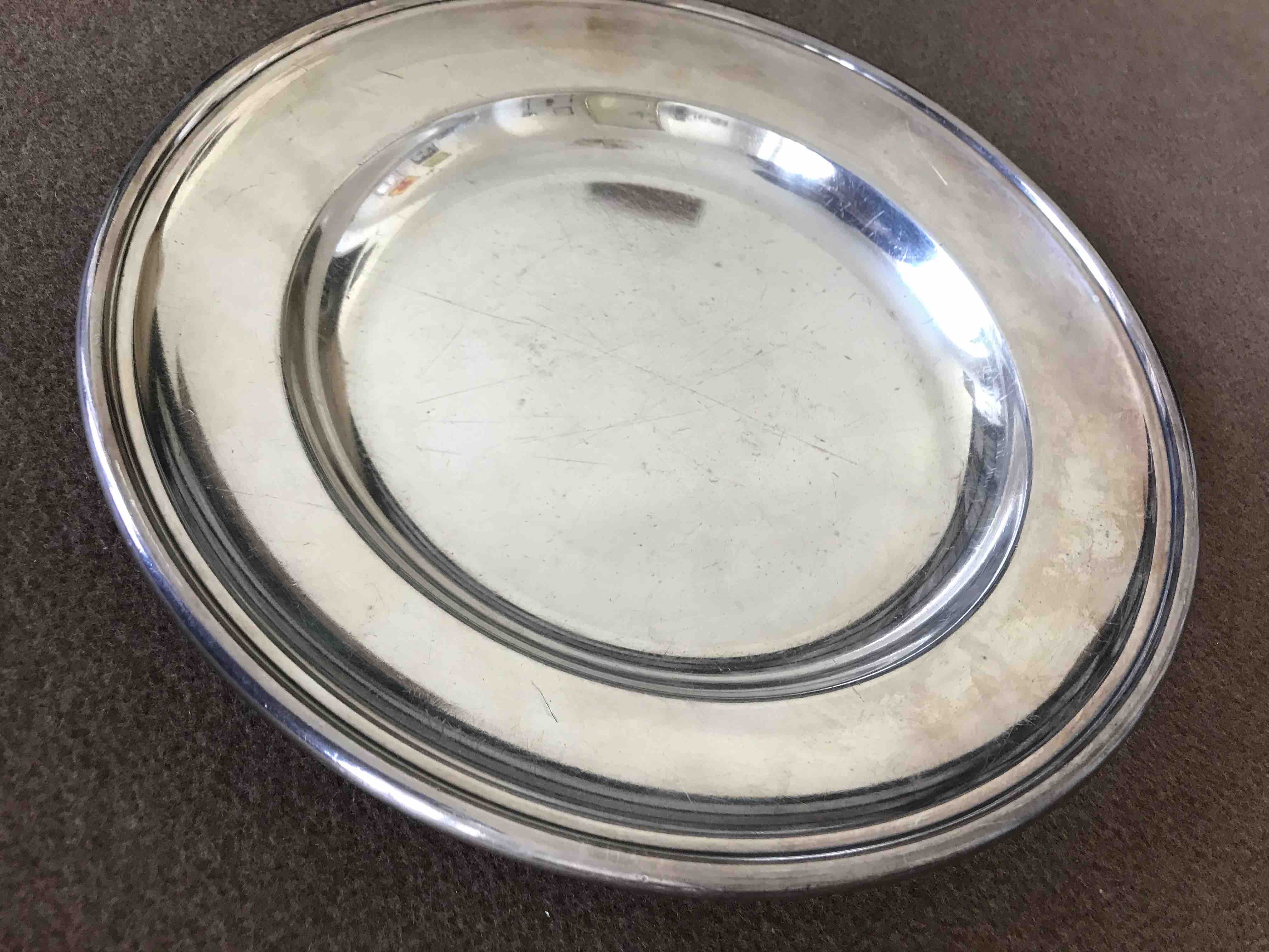 Art Deco silver metal presentation plate