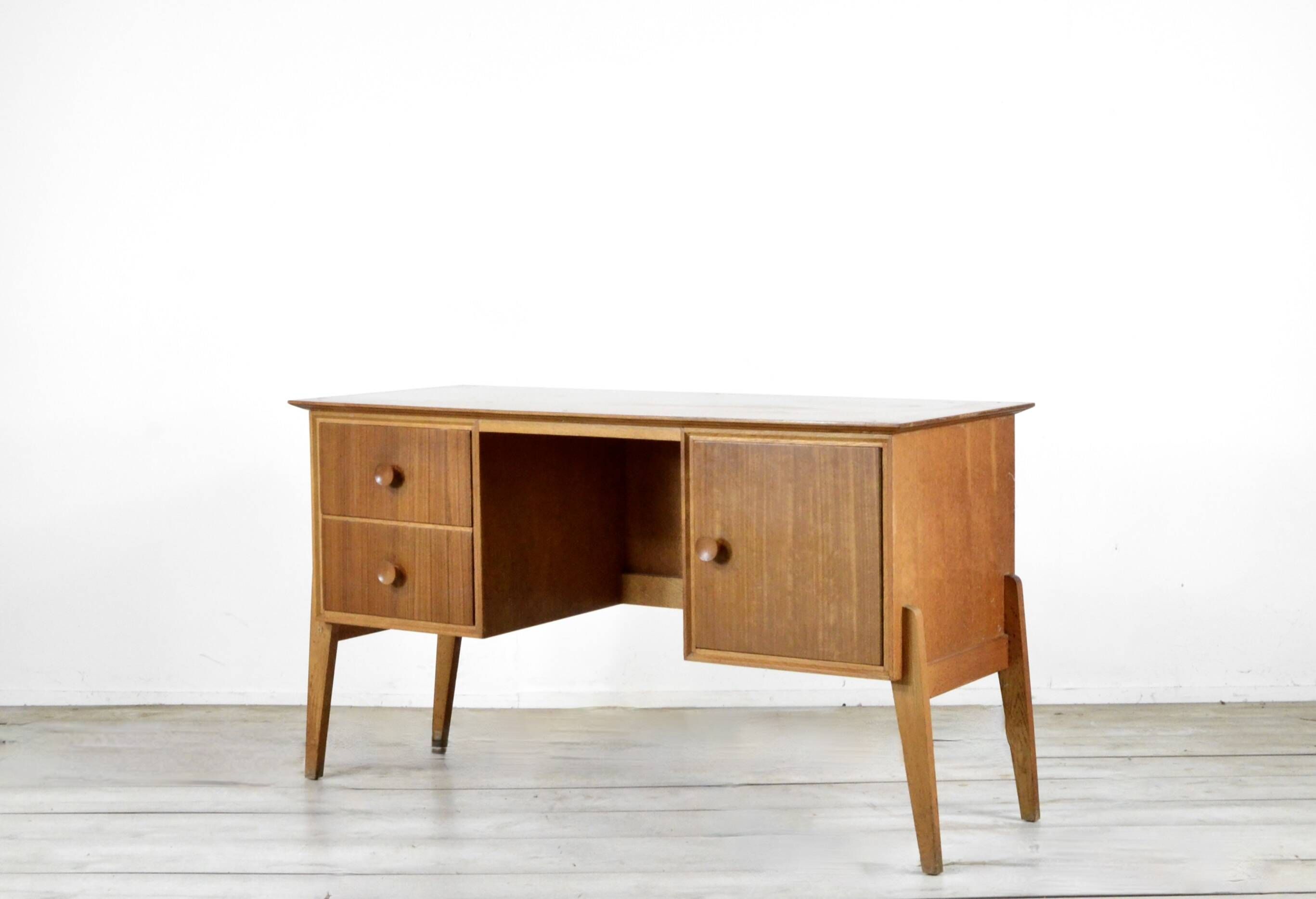 Midcentury Teak Petite Desk / Dresser By Meredew. Vintage Modern Danish Sca