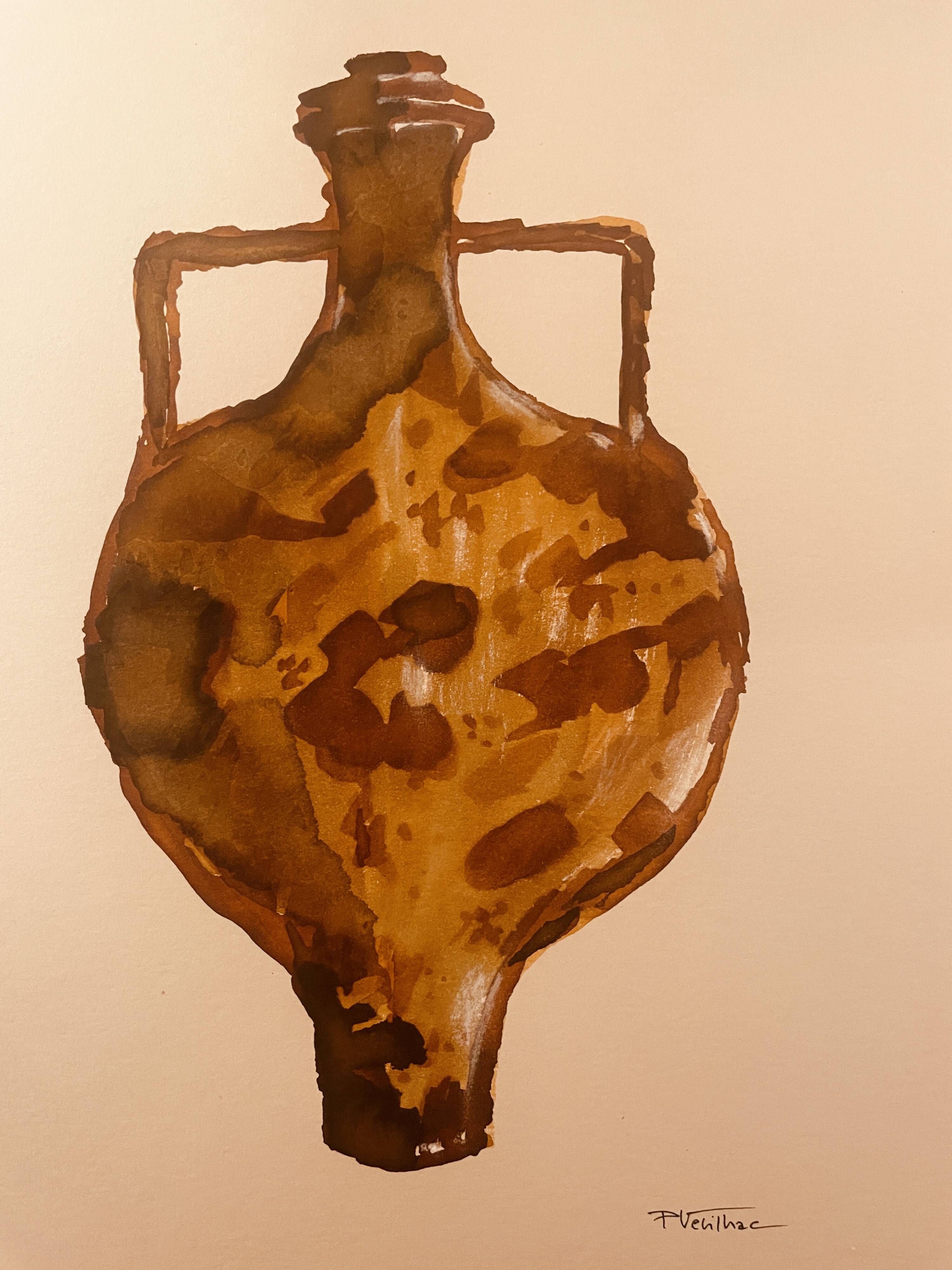 Watercolour and ink table vase Wabi Sabi collection Morocco