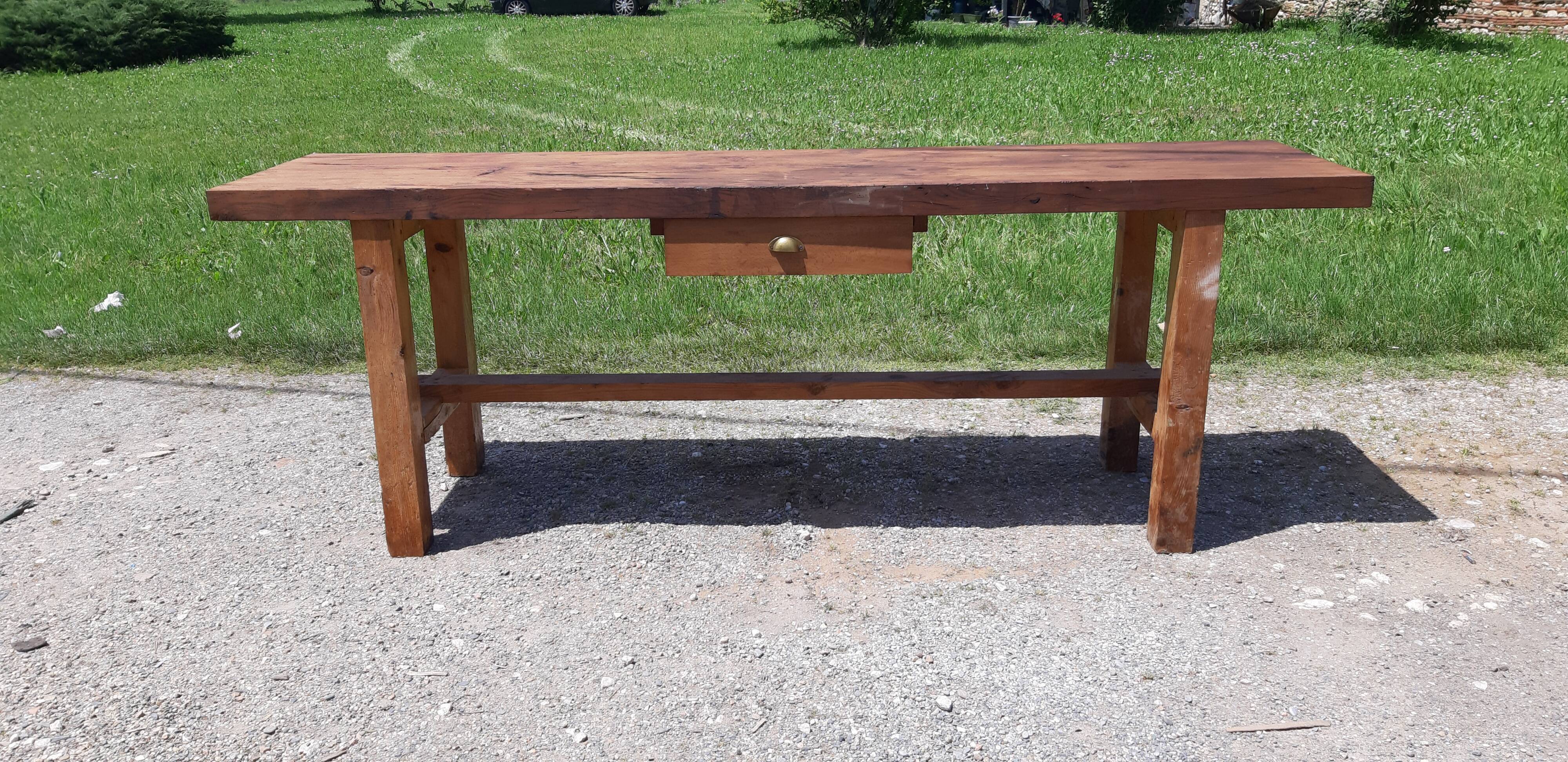 Wooden workbench with 1 drawer