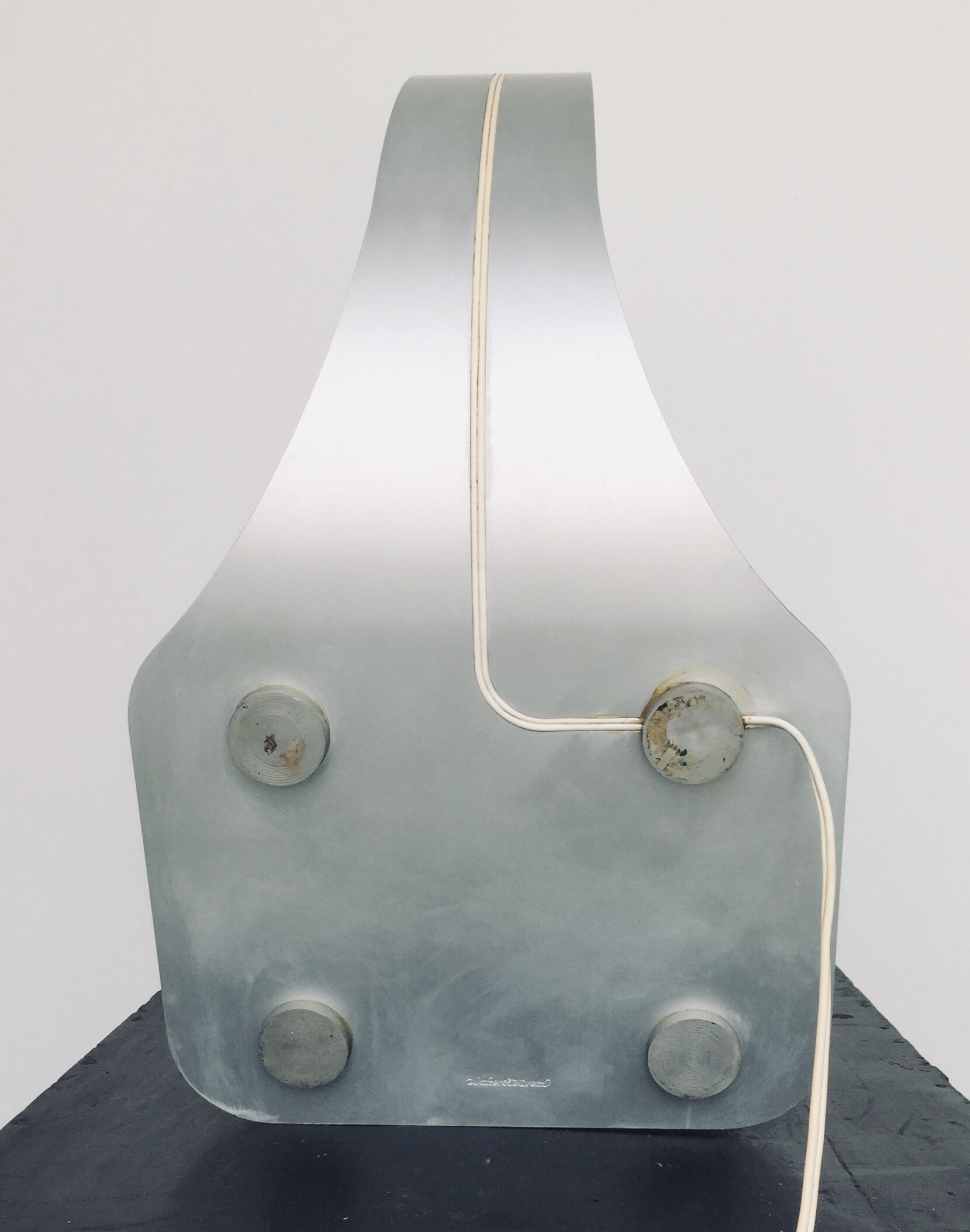Brushed aluminum table lamp with pebble switch by Walter and Moretti 1970