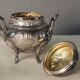Coffee or tea service monogrammed cr silver metal