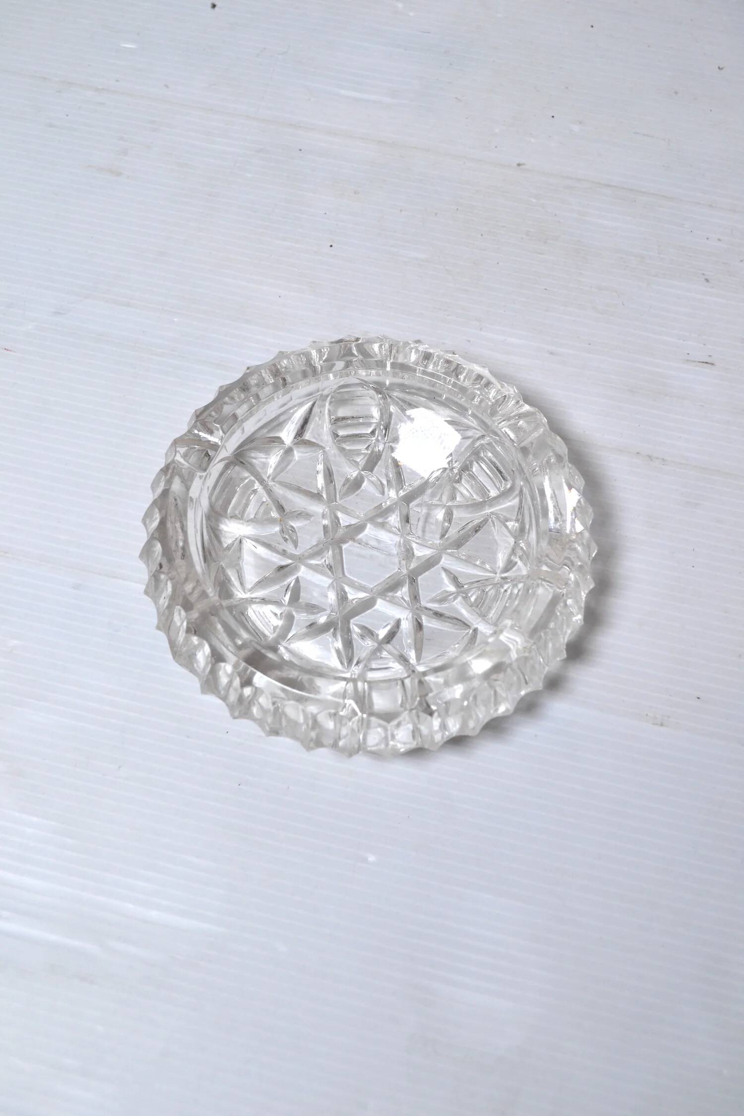 Antique chiseled glass ashtray
