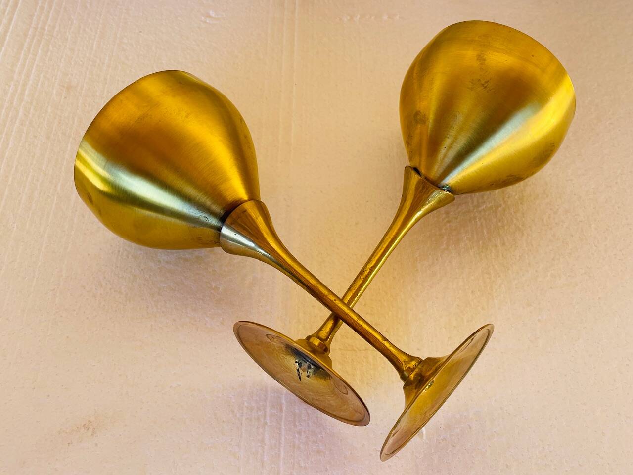 Pair of vintage brass tumblers