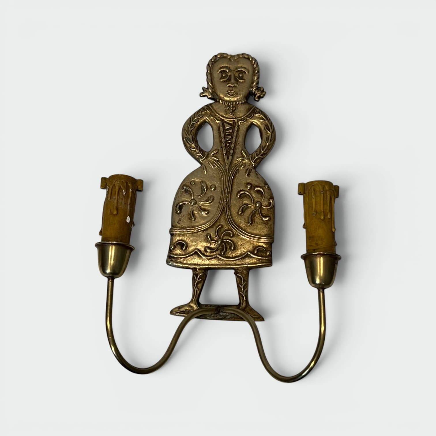 Paire d'Appliques Néoclassiques en Laiton à Décor de Personnages, Homme et