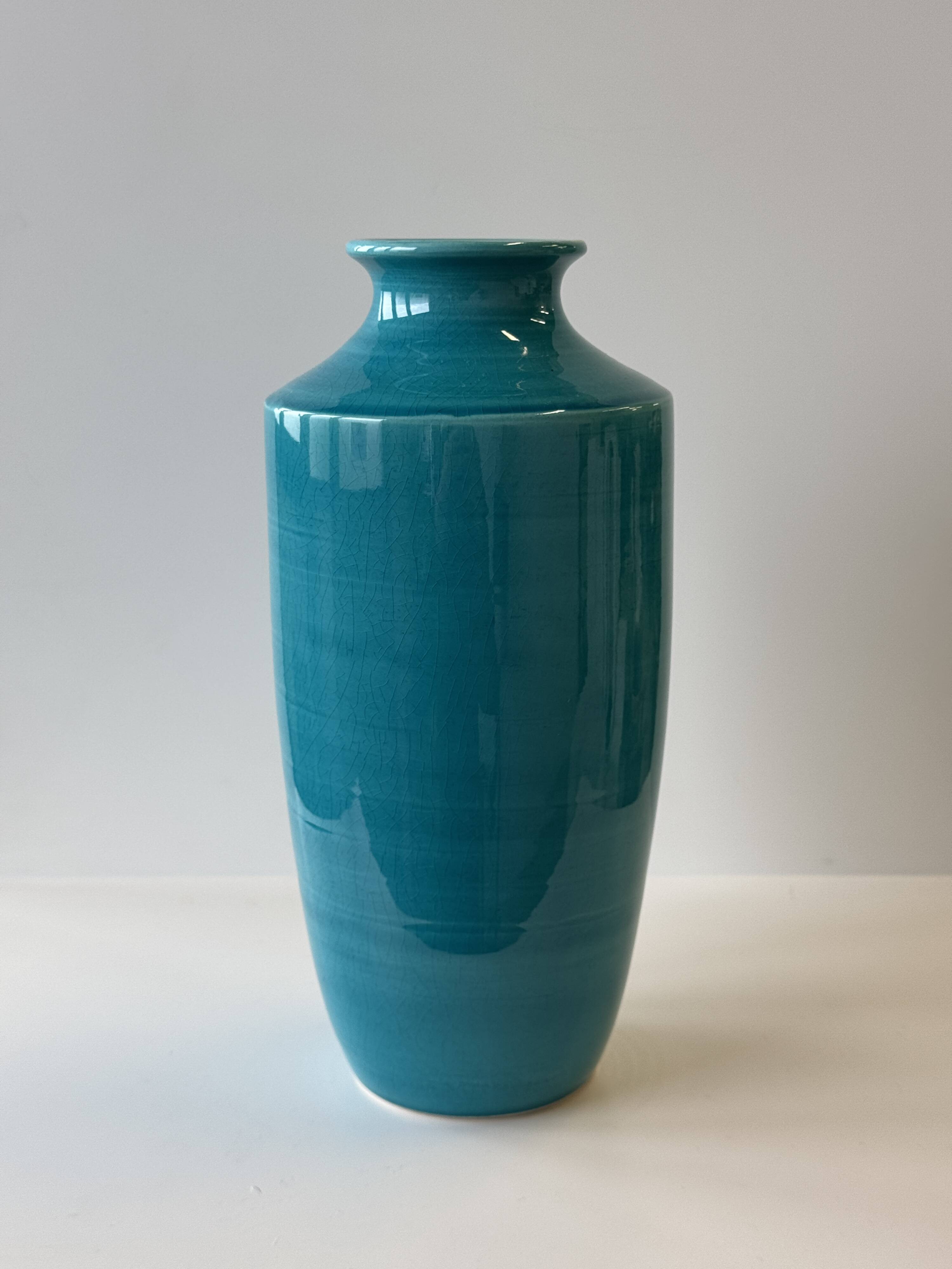 Turquoise blue vase H25.5