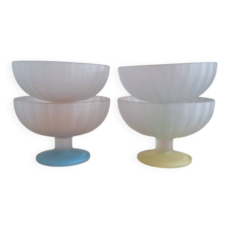 4 coupes de glaces / verre Italy/ vintage