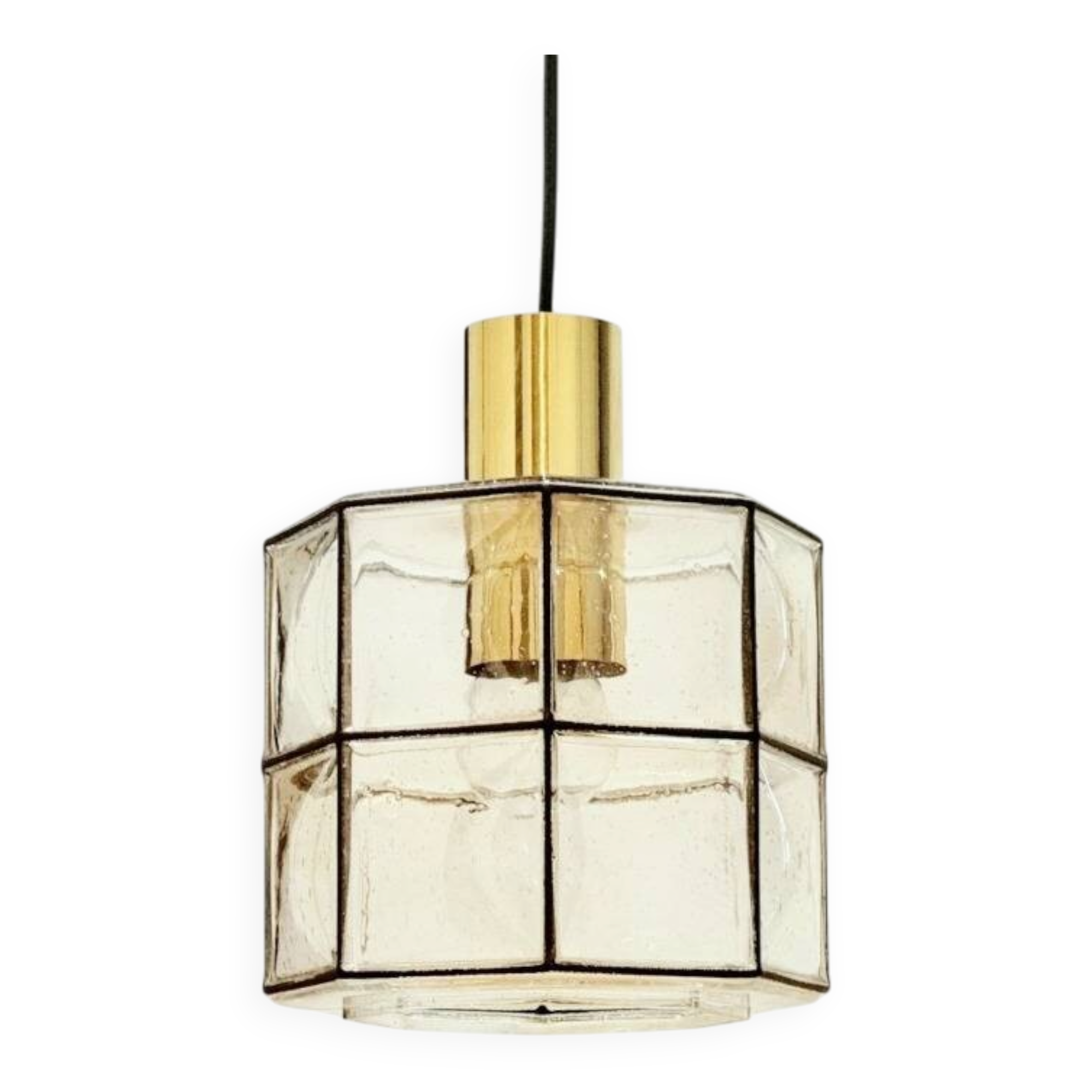 Mid-Century Glass & Brass Pendant/Ceiling Light from Limburg, 1960s