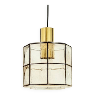 Mid-Century Glass & Brass Pendant/Ceiling Light from Limburg, 1960s