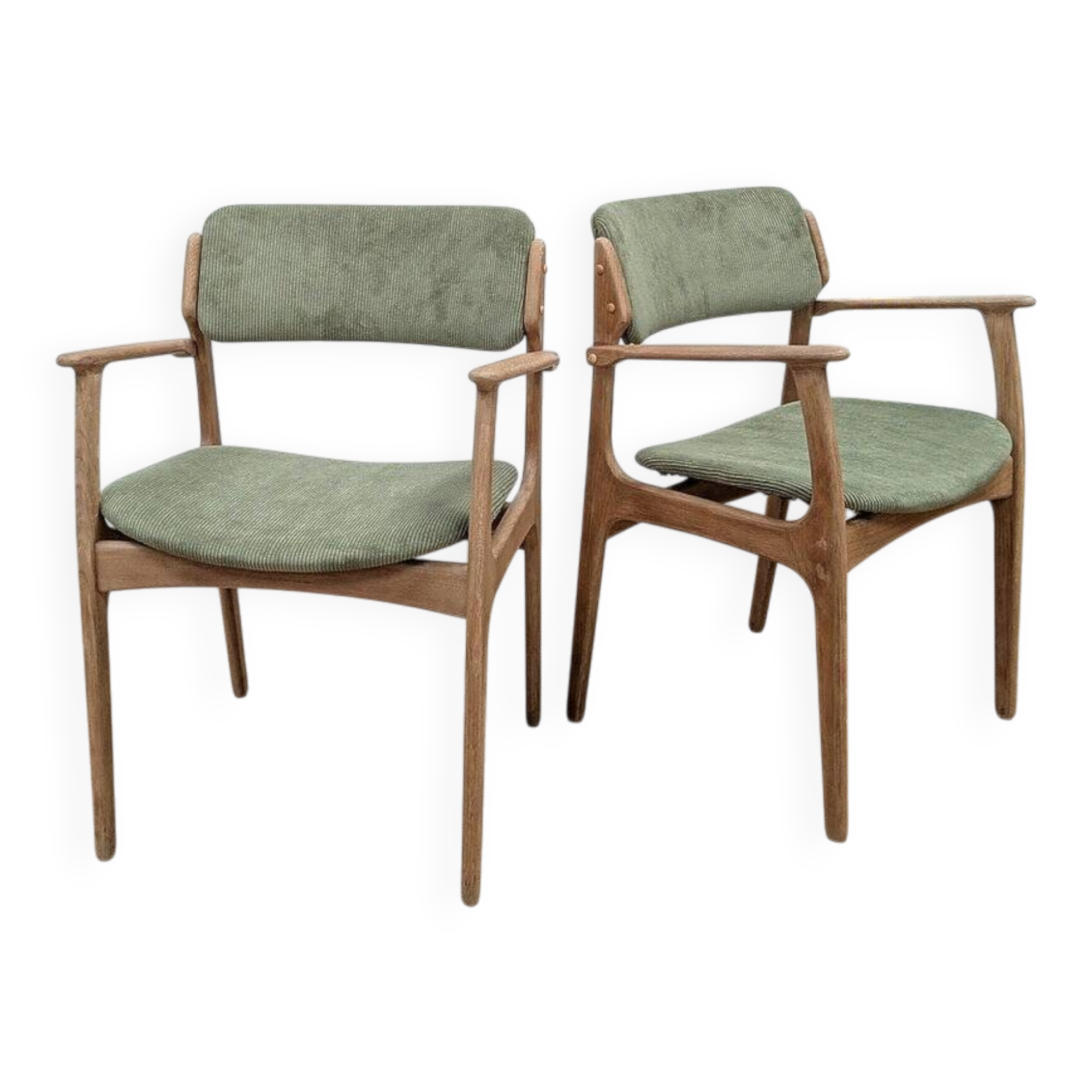 Paire de chaises Erik Buch vintage - chêne & velours