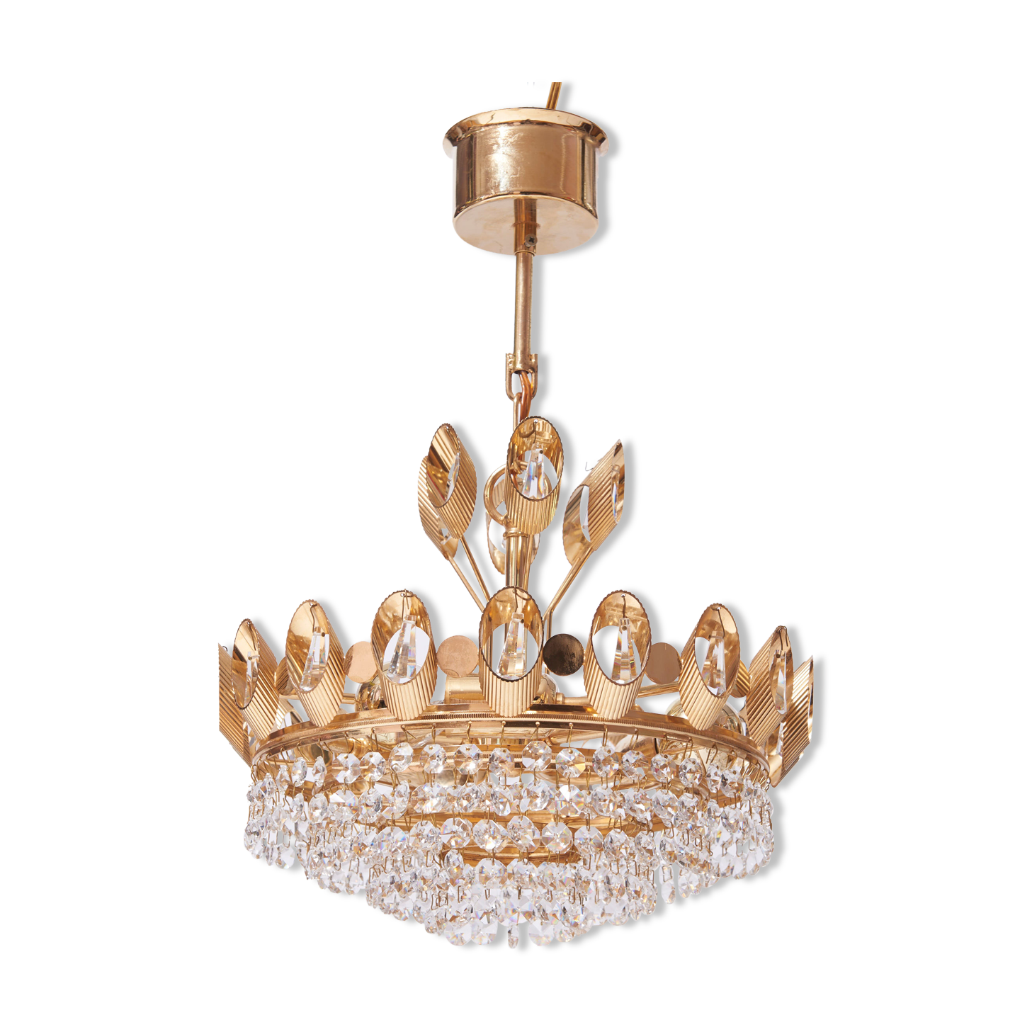 Brass and crystal chandelier by Palwa, 1960