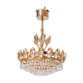 Brass chandelier with Palwa crystals 1960
